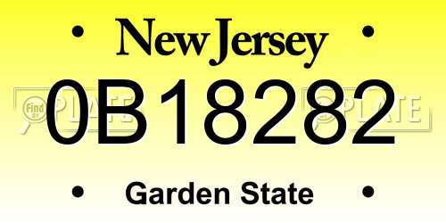 0B18282 New Jersey License Plate