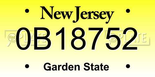 0B18752 New Jersey License Plate