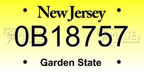 0B18757 New Jersey License Plate