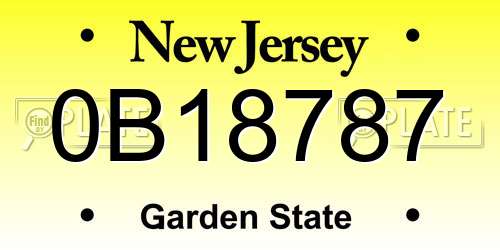 0B18787 New Jersey License Plate