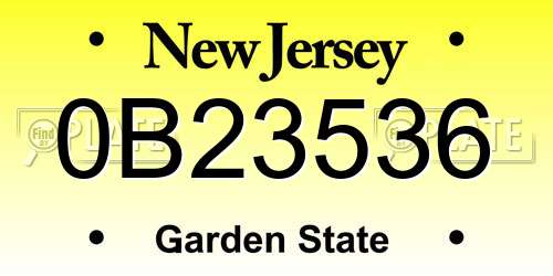 0B23536 New Jersey License Plate