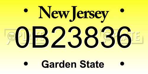 0B23836 New Jersey License Plate