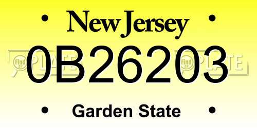 0B26203 New Jersey License Plate