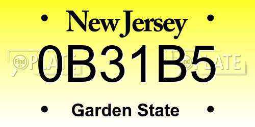 0B31B5 New Jersey License Plate