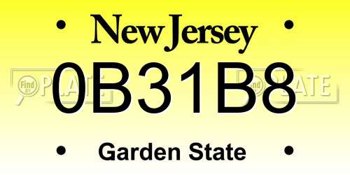 0B31B8 New Jersey License Plate