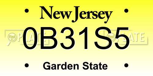0B31S5 New Jersey License Plate
