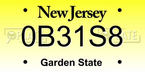 0B31S8 New Jersey License Plate
