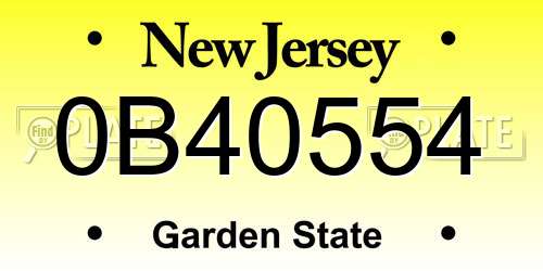 0B40554 New Jersey License Plate