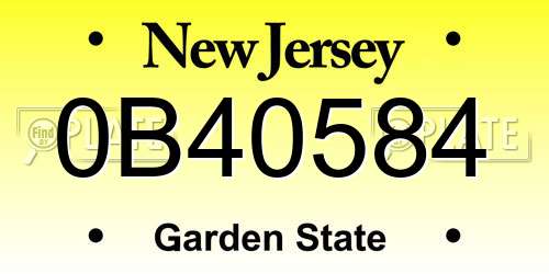 0B40584 New Jersey License Plate