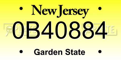 0B40884 New Jersey License Plate