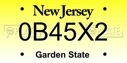 0B45X2 New Jersey License Plate
