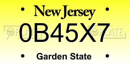 0B45X7 New Jersey License Plate