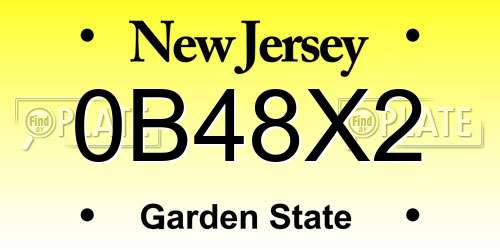 0B48X2 New Jersey License Plate
