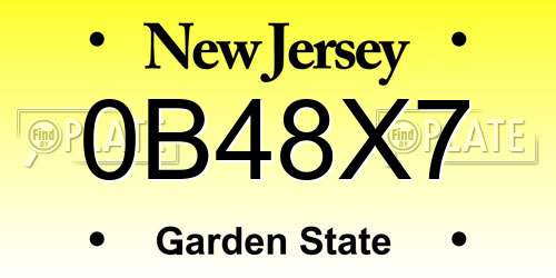 0B48X7 New Jersey License Plate