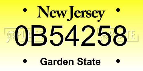 0B54258 New Jersey License Plate