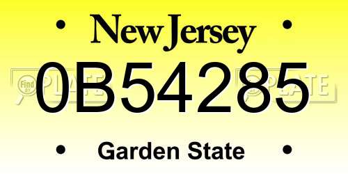 0B54285 New Jersey License Plate