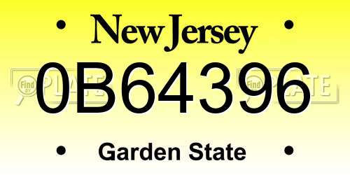 0B64396 New Jersey License Plate