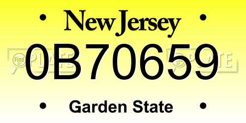 0B70659 New Jersey License Plate