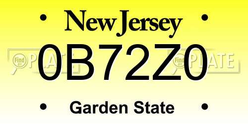 0B72Z0 New Jersey License Plate