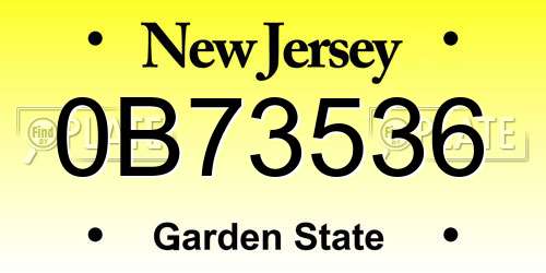 0B73536 New Jersey License Plate