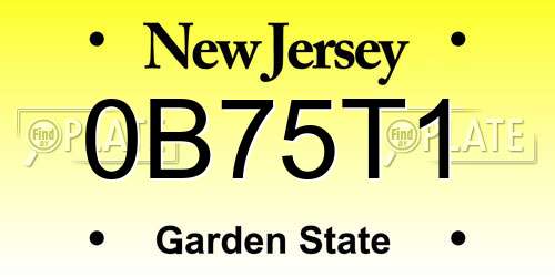 0B75T1 New Jersey License Plate