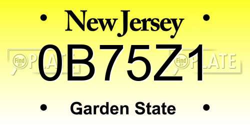 0B75Z1 New Jersey License Plate
