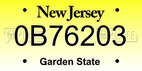 0B76203 New Jersey License Plate