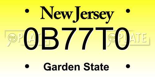 0B77T0 New Jersey License Plate