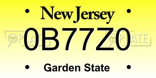 0B77Z0 New Jersey License Plate