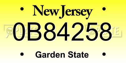 0B84258 New Jersey License Plate