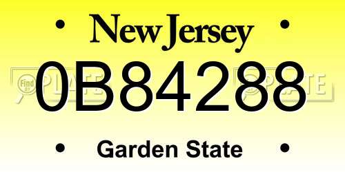 0B84288 New Jersey License Plate