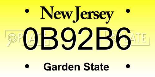0B92B6 New Jersey License Plate