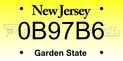 0B97B6 New Jersey License Plate