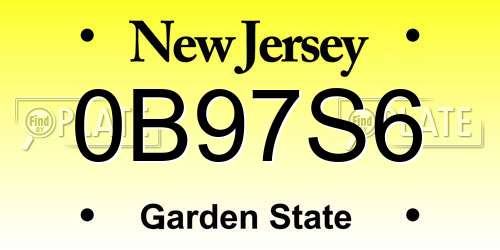 0B97S6 New Jersey License Plate