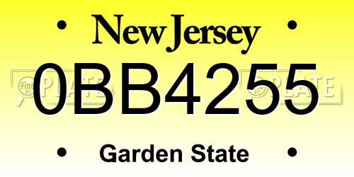 0BB4255 New Jersey License Plate