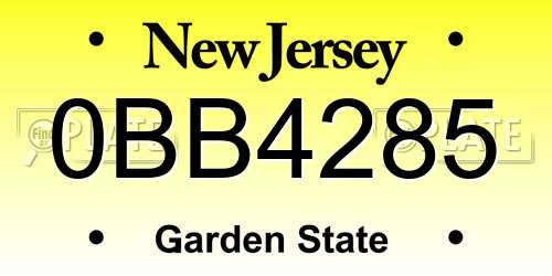 0BB4285 New Jersey License Plate