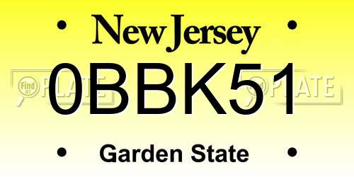 0BBK51 New Jersey License Plate