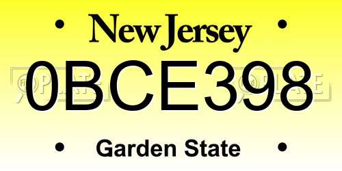 0BCE398 New Jersey License Plate