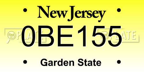0BE155 New Jersey License Plate