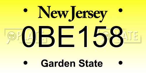 0BE158 New Jersey License Plate