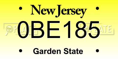 0BE185 New Jersey License Plate