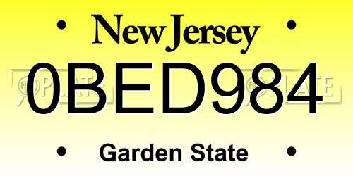 0BED984 New Jersey License Plate