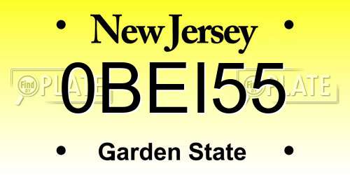 0BEI55 New Jersey License Plate