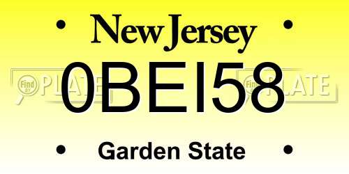 0BEI58 New Jersey License Plate