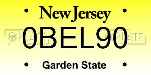 0BEL90 New Jersey License Plate