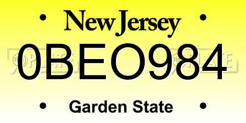 0BEO984 New Jersey License Plate