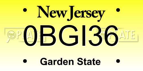 0BGI36 New Jersey License Plate