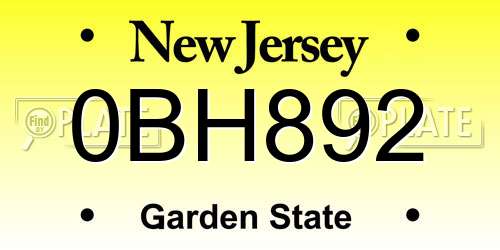 0BH892 New Jersey License Plate