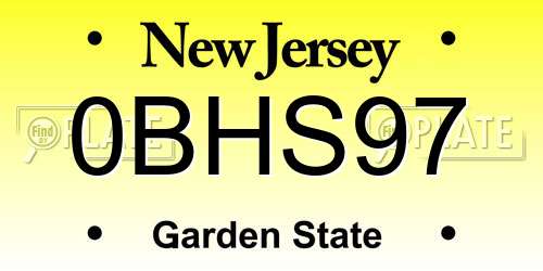0BHS97 New Jersey License Plate