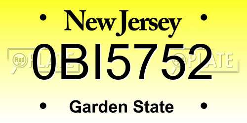 0BI5752 New Jersey License Plate